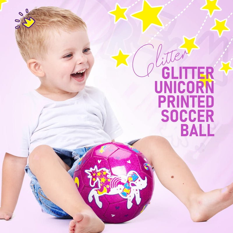 ZOOJOY Size 3 Soccer Ball Girls  Kids Pink Soccer Ball  Unicorn Soccer Ball Gift for Toddlers with Pump  Outdoor/Indoor Play Toys for Baby Girls Boys Ages 2 3 4 5 6 7 8 - Image 5